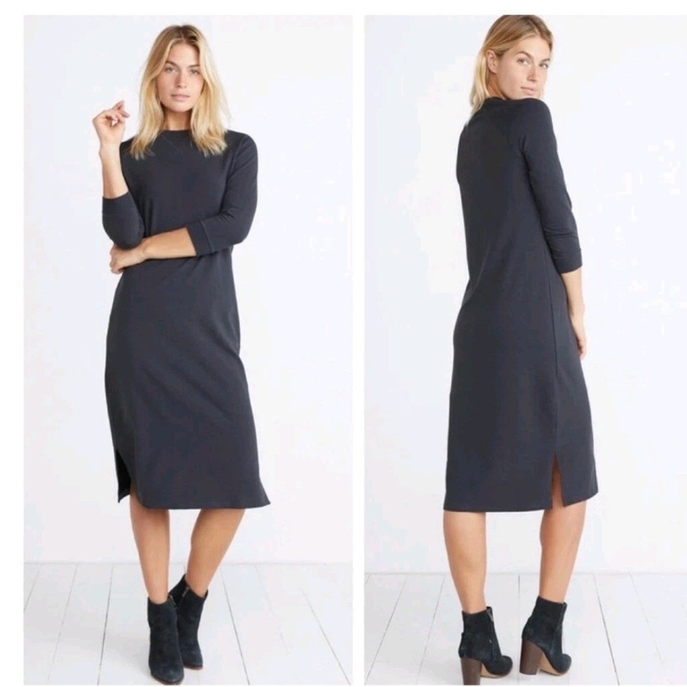 Marine Layer Navy Blue Sweatshirt Midi Dress Raglan Sleeve Side Slit XS